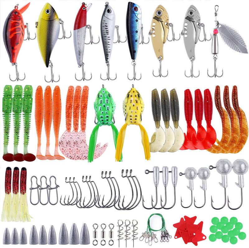 PLUSINNO 201Pcs Fishing Accessories Kit, Fishing Tackle Box with Tackle Included, Fishing Hooks, Fishing Weights, round Split Shot，Fishing Gear for Bass, Trout, Catfish Sporting Goods > Outdoor Recreation > Fishing > Fishing Tackle > Fishing Baits & Lures PLUSINNO   