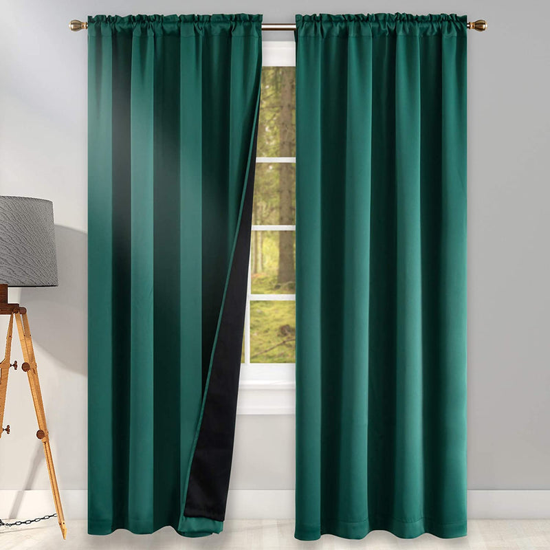 Coral 100PCT Blackout Curtains Bedroom Drapes - Totally Darkness Panels Thermal Insulated Lined Rod Pocket Curtains for Kids Room( 2 Panels 42 by 45 Inch) Home & Garden > Decor > Window Treatments > Curtains & Drapes KEQIAOSUOCAI Dark Green W42" X L96" 