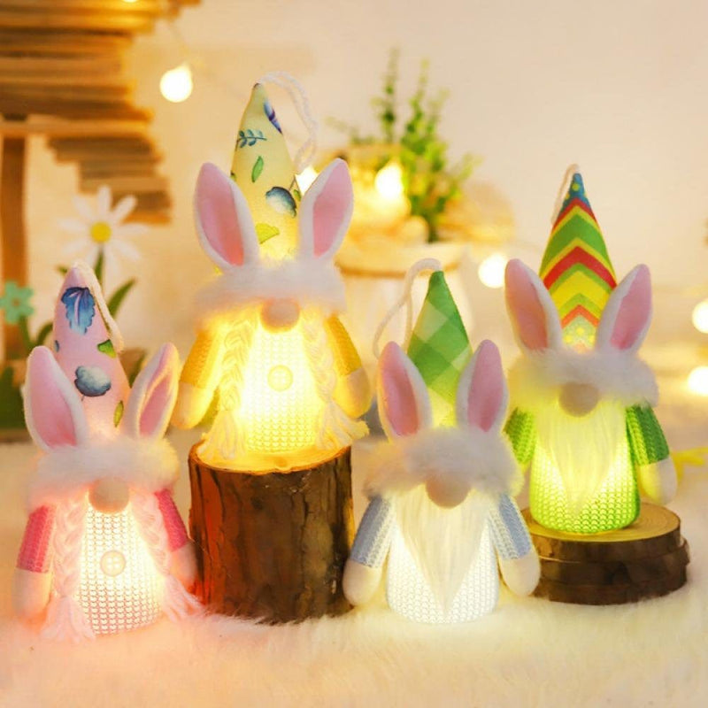 1PC Easter Bunny Gnome Plush with LED Light -Scandinavian Tomte Elf Decorations - Nordic Swedish Tomte Dwarf Figurines Table Gnomes Decor -Easter Gifts Present Home & Garden > Decor > Seasonal & Holiday Decorations Hardlegix 4-Pack  