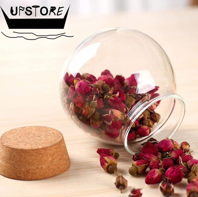 1PCS 500G/17Oz Cear Empty round Large Capacity Sealed Glass Bottles Vial Jars Packing Storage Hoder Containers with Wood Cork Stopper for Make up Cosmetics Spice Food Snack Tea and More Home & Garden > Decor > Decorative Jars UPSTORE   