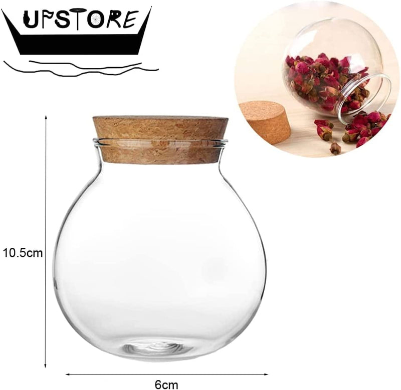 1PCS 500G/17Oz Cear Empty round Large Capacity Sealed Glass Bottles Vial Jars Packing Storage Hoder Containers with Wood Cork Stopper for Make up Cosmetics Spice Food Snack Tea and More Home & Garden > Decor > Decorative Jars UPSTORE   