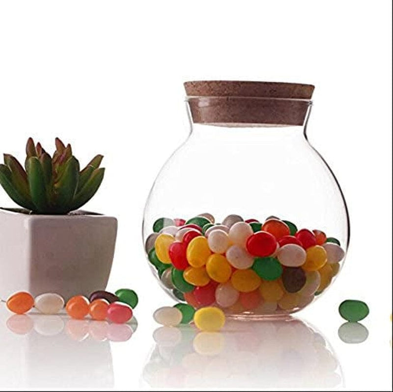 1Pcs 500Ml/17Oz Clear Glass Bottles with Cork Stopper -Empty Refillable round Food Flower Tea Candy Seasoning Storage Container Vial Jars Home & Garden > Decor > Decorative Jars SYBL   