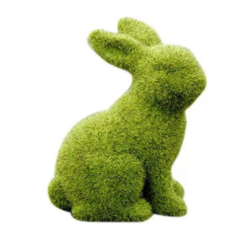 1PCS Easter Moss Bunny Figurine Imitation Moss Rabbit Sculpture Artificial Moss Grass Rabbit Furry Flocked Bunny Rabbit Statue Garden Yard Decorations