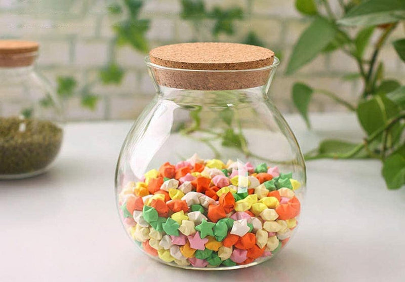 1PCS Transparent Empty round Glass Sealed Tank with Cork Stopper Reusable Large Capacity Bottles Pot Vial Storage Holder Containers for Cosmetics Food Nut Snack Tea Dried Flower and More (500ML/17OZ) Home & Garden > Decor > Decorative Jars Happyupcity   