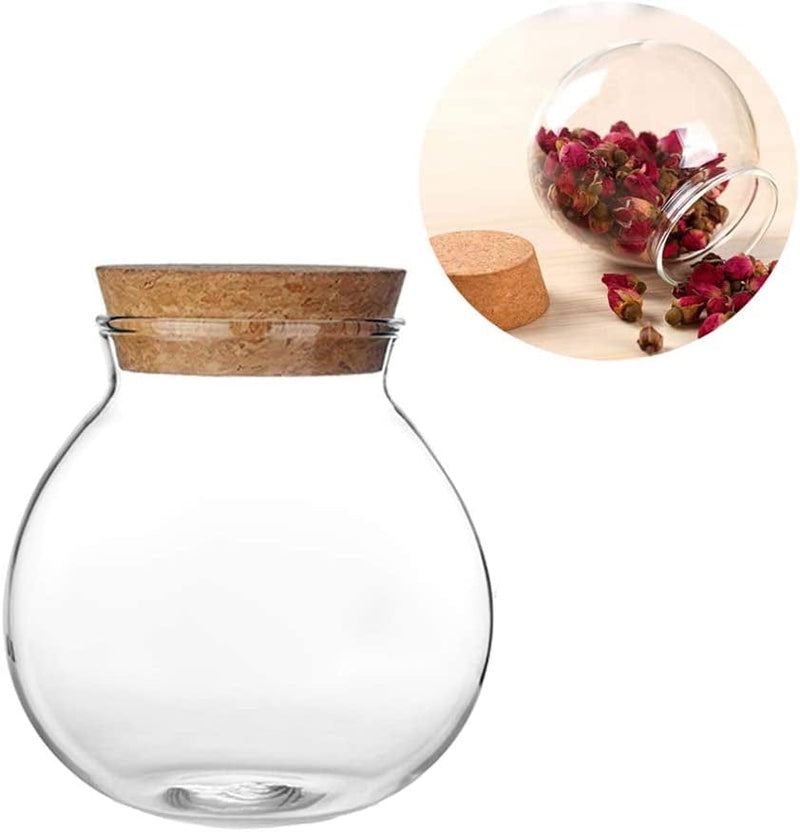 1PCS Transparent Empty round Glass Sealed Tank with Cork Stopper Reusable Large Capacity Bottles Pot Vial Storage Holder Containers for Cosmetics Food Nut Snack Tea Dried Flower and More (500ML/17OZ) Home & Garden > Decor > Decorative Jars Happyupcity   