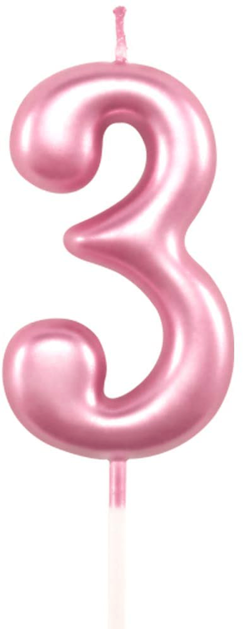 1st Birthday Candle First Year Pink Happy Birthday Number One Candles for Cake Topper Decoration for Party Kids Adults Numeral 1 10 100 11 21 16 14 12 18 13 11 91 Home & Garden > Decor > Home Fragrances > Candles XNOVA Number 3  