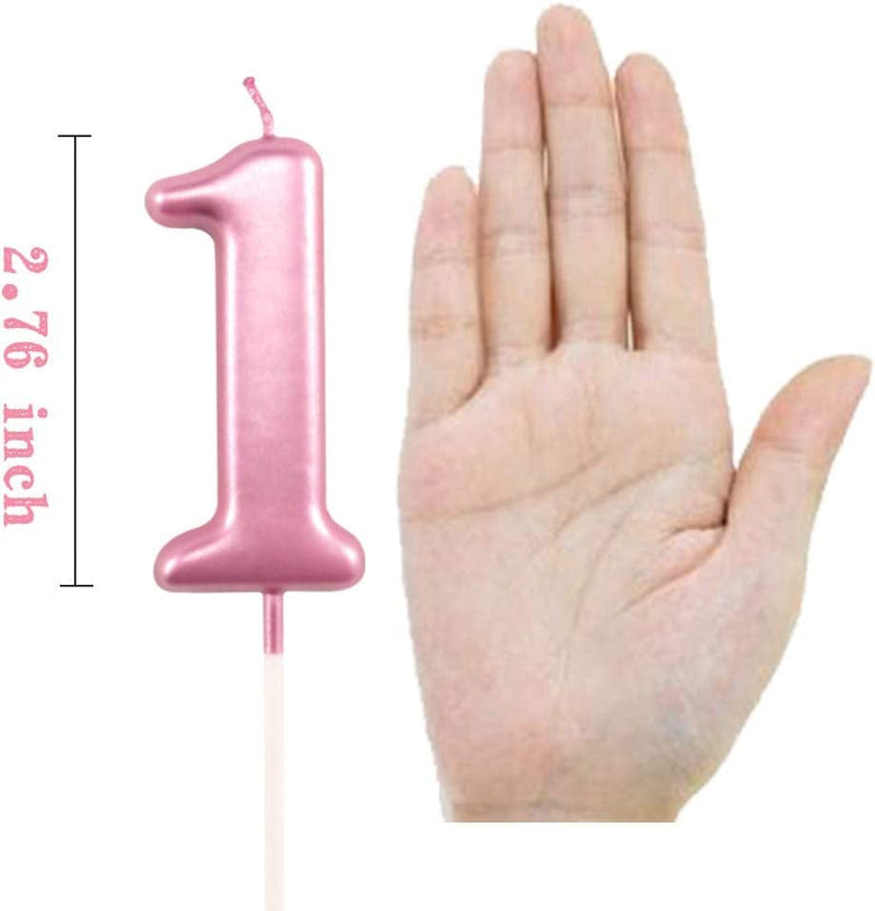 1St Birthday Candle First Year Pink Happy Birthday Number One Candles for Cake Topper Decoration for Party Kids Adults Numeral 1 10 100 11 21 16 14 12 18 13 11 91 Home & Garden > Decor > Seasonal & Holiday Decorations XNOVA   