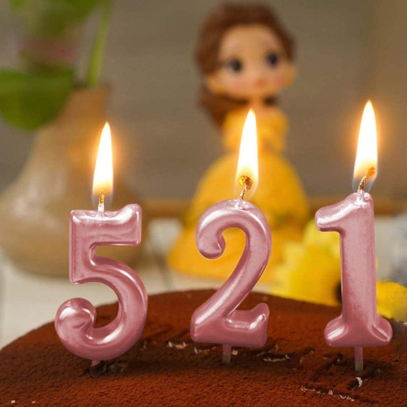 1St Birthday Candle First Year Pink Happy Birthday Number One Candles for Cake Topper Decoration for Party Kids Adults Numeral 1 10 100 11 21 16 14 12 18 13 11 91