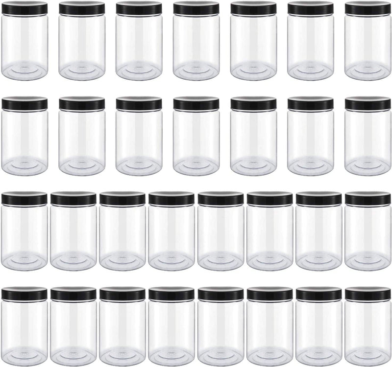 2.5 Oz Durable Plastic Jars, Accguan Clear Container for Food Storage, Airtight Plastic Jars Ideal for Dry Food, Spices and Bird Feed Storage, 48 PACK