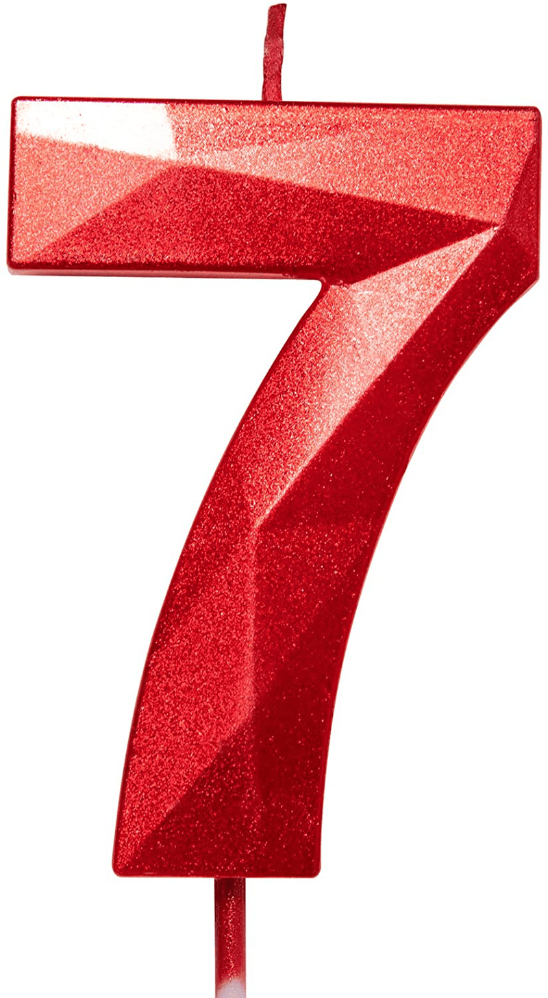 2.75in Tall 3D Diamond Shape Bright Red 9 Candles, Red Color Happy Birthday Cake Toppers Decorating and Celebrating for Adults/Kids Party/Family Baking (Bright Red Diamond Shaped 2.75in Number 9) Home & Garden > Decor > Home Fragrances > Candles Willcan Bright Red Diamond Shaped 2.75in Number 7 