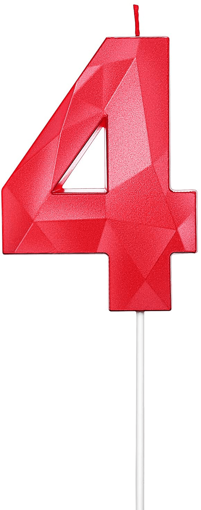 2.76 Inches 3D Diamond Shape Birthday Cake Candle Number 2 ,Red Color Happy Birthday Cake Cupcake Toppers Decoration for Wedding Anniversary,Party Celebration,Family Baking(RED Number 2) Home & Garden > Decor > Home Fragrances > Candles MEIMEI Red number 4 