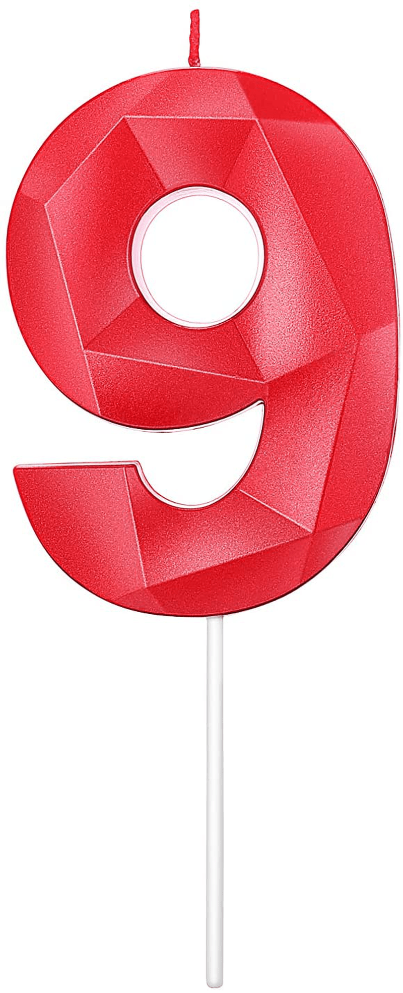 2.76 Inches 3D Diamond Shape Birthday Cake Candle Number 2 ,Red Color Happy Birthday Cake Cupcake Toppers Decoration for Wedding Anniversary,Party Celebration,Family Baking(RED Number 2) Home & Garden > Decor > Home Fragrances > Candles MEIMEI Red number 9 