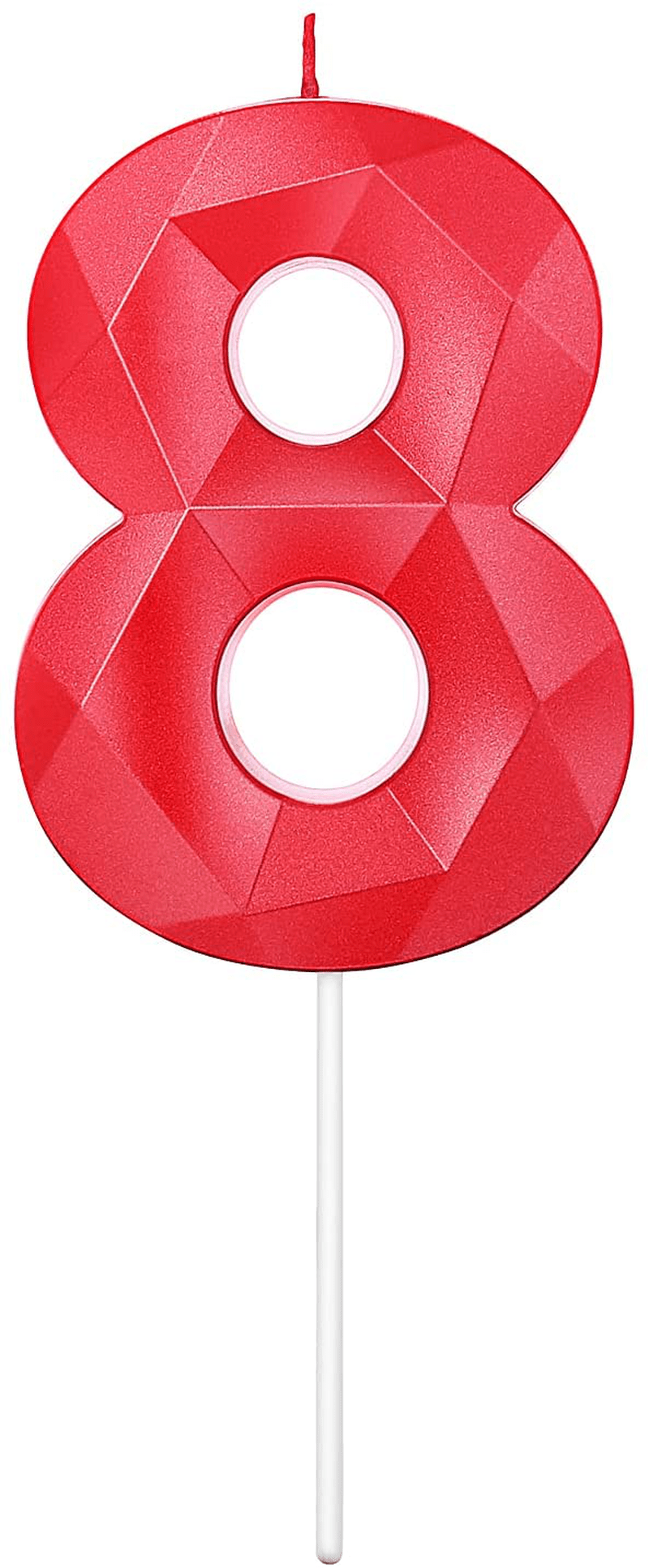 2.76 Inches 3D Diamond Shape Birthday Cake Candle Number 2 ,Red Color Happy Birthday Cake Cupcake Toppers Decoration for Wedding Anniversary,Party Celebration,Family Baking(RED Number 2) Home & Garden > Decor > Home Fragrances > Candles MEIMEI Red number 8 