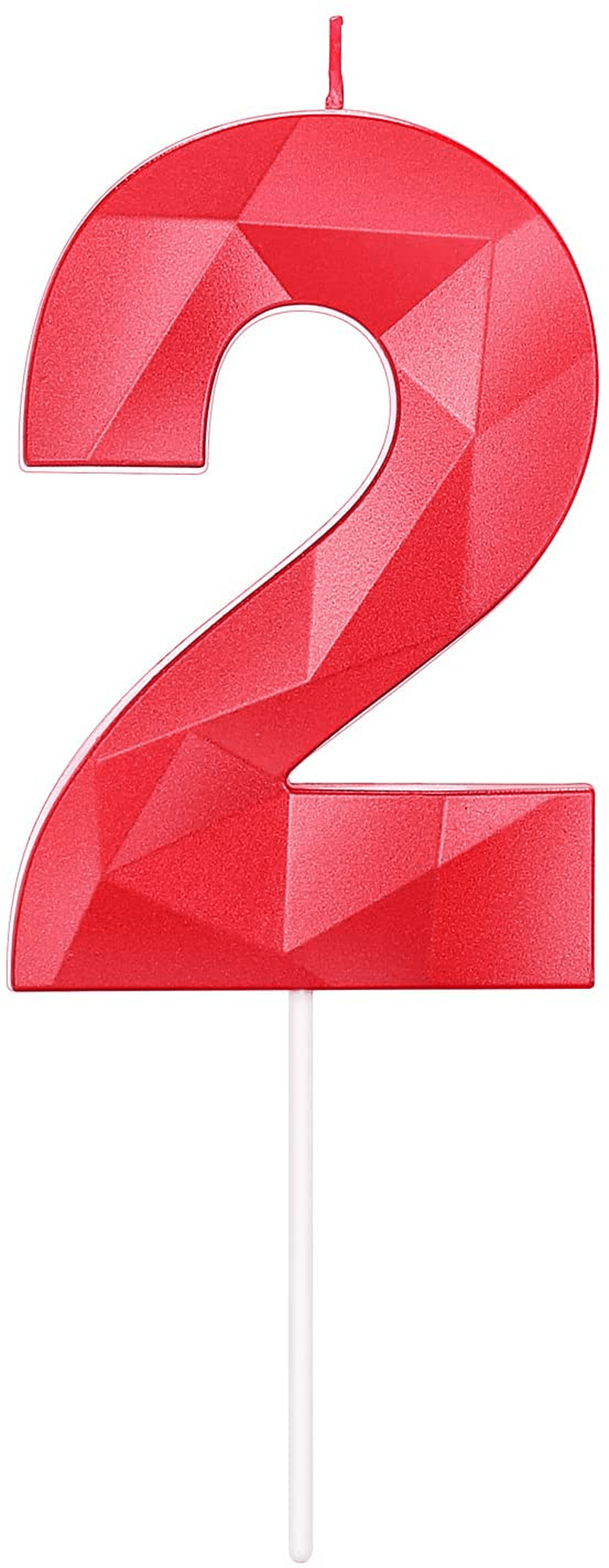 2.76 Inches 3D Diamond Shape Birthday Cake Candle Number 2 ,Red Color Happy Birthday Cake Cupcake Toppers Decoration for Wedding Anniversary,Party Celebration,Family Baking(RED Number 2) Home & Garden > Decor > Home Fragrances > Candles MEIMEI Red number 2 