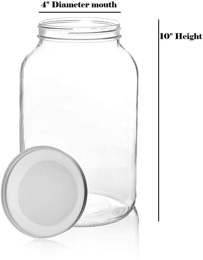 2 Pack 1 Gallon Glass Large Mason Jars Wide Mouth with Airtight Metal Lid, Safe for Fermenting Kombucha Kefir Kimchi, Pickling, Storing and Canning, Dishwasher Safe, Made in USA by Kitchentoolz Home & Garden > Decor > Decorative Jars kitchentoolz   