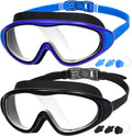 2-Pack Adult Swim Goggles, Wide Vision Swim Goggles for Men Women Youth, No Leaking anti Fog Sporting Goods > Outdoor Recreation > Boating & Water Sports > Swimming > Swim Goggles & Masks MAMBAOUT 06.black(clear Lens)+black/Blue(clear Lens)  
