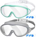 2-Pack Adult Swim Goggles, Wide Vision Swim Goggles for Men Women Youth, No Leaking anti Fog Sporting Goods > Outdoor Recreation > Boating & Water Sports > Swimming > Swim Goggles & Masks MAMBAOUT 04.avocado/White(clear Lens)+gray(clear Lens)  