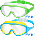 2-Pack Adult Swim Goggles, Wide Vision Swim Goggles for Men Women Youth, No Leaking anti Fog Sporting Goods > Outdoor Recreation > Boating & Water Sports > Swimming > Swim Goggles & Masks MAMBAOUT 05.sky Blye/Yellow(clear Lens)+green/White(clear Lens)  