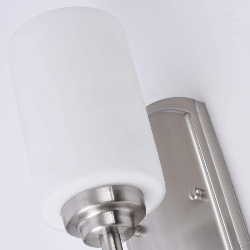 2-Pack Bath Vanity Wall Light Fixtures, Indoor Bathroom Wall Sconces Lamps with Brushed Nickel Finish and White Frosted Glass, APSEKOKA Bathroom Sconces Wall Lighting for Mirror Entryway Bedroom