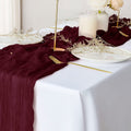 2 Pack Beige Cheesecloth Table Runners, 10Ft Gauze Table Runner Boho Wedding Cheese Cloths Decor for Bridal Baby Shower Arch Birthday Party Easter Decorations Home & Garden > Decor > Seasonal & Holiday Decorations eQFeast Burgundy  