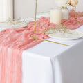 2 Pack Beige Cheesecloth Table Runners, 10Ft Gauze Table Runner Boho Wedding Cheese Cloths Decor for Bridal Baby Shower Arch Birthday Party Easter Decorations Home & Garden > Decor > Seasonal & Holiday Decorations eQFeast Coral Pink  