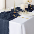 2 Pack Beige Cheesecloth Table Runners, 10Ft Gauze Table Runner Boho Wedding Cheese Cloths Decor for Bridal Baby Shower Arch Birthday Party Easter Decorations Home & Garden > Decor > Seasonal & Holiday Decorations eQFeast Navy Blue  