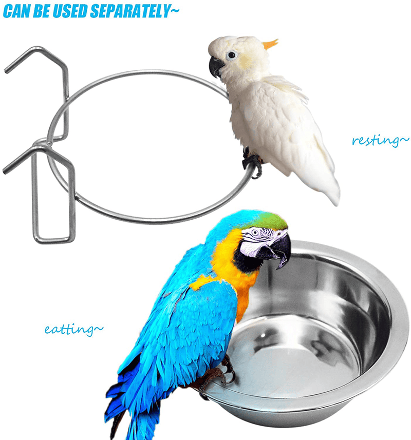 2 Pack Bird Feeder Birds Bowls Stainless Steel Dishes Coop Cups with Wire Hook, Parrot Feeding Dish Cups Food Water Bowls with Bird Food Holder and Rattan Ball for Finches Lovebirds (Set 1) Animals & Pet Supplies > Pet Supplies > Bird Supplies > Bird Cage Accessories > Bird Cage Food & Water Dishes suruikei   