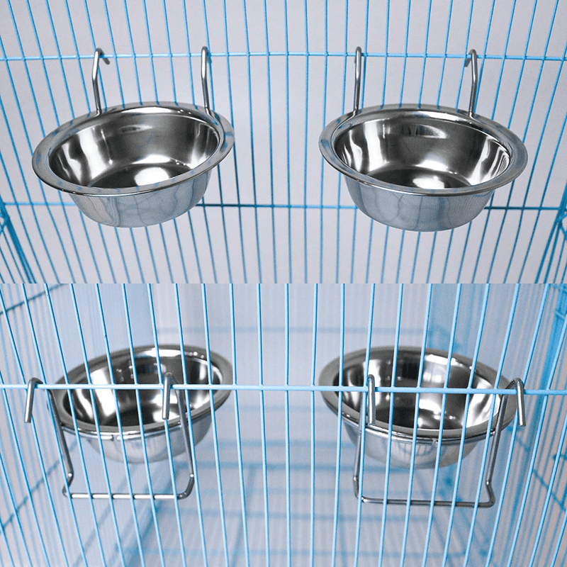 2 Pack Bird Feeder Birds Bowls Stainless Steel Dishes Coop Cups with Wire Hook, Parrot Feeding Dish Cups Food Water Bowls with Bird Food Holder and Rattan Ball for Finches Lovebirds (Set 1) Animals & Pet Supplies > Pet Supplies > Bird Supplies > Bird Cage Accessories > Bird Cage Food & Water Dishes suruikei   
