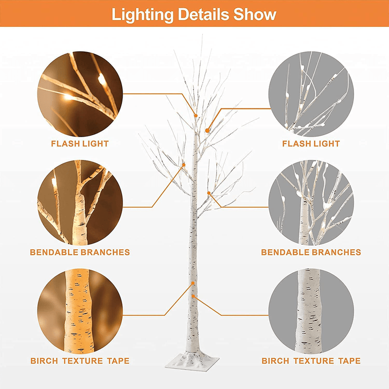 2 Pack BOMMETER 2FT 24LT Pre-lit White Birch Tree Light with Timer Decorative Light Tabletop-Set of 2 (2) Home & Garden > Decor > Seasonal & Holiday Decorations > Christmas Tree Stands BOMMETER   