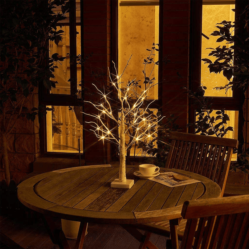 2 Pack BOMMETER 2FT 24LT Pre-lit White Birch Tree Light with Timer Decorative Light Tabletop-Set of 2 (2) Home & Garden > Decor > Seasonal & Holiday Decorations > Christmas Tree Stands BOMMETER   