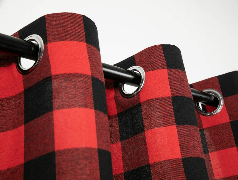 2 Pack Buffalo Check Plaid Window Curtain Panels (52"Ã—84") for Living Room, Bedroom Farmhouse Courtyard Style Grommet Treatment Curtains Home Décor 52 Inch by 84 Inch (Red and Black) Home & Garden > Decor > Window Treatments > Curtains & Drapes WOSIBO   