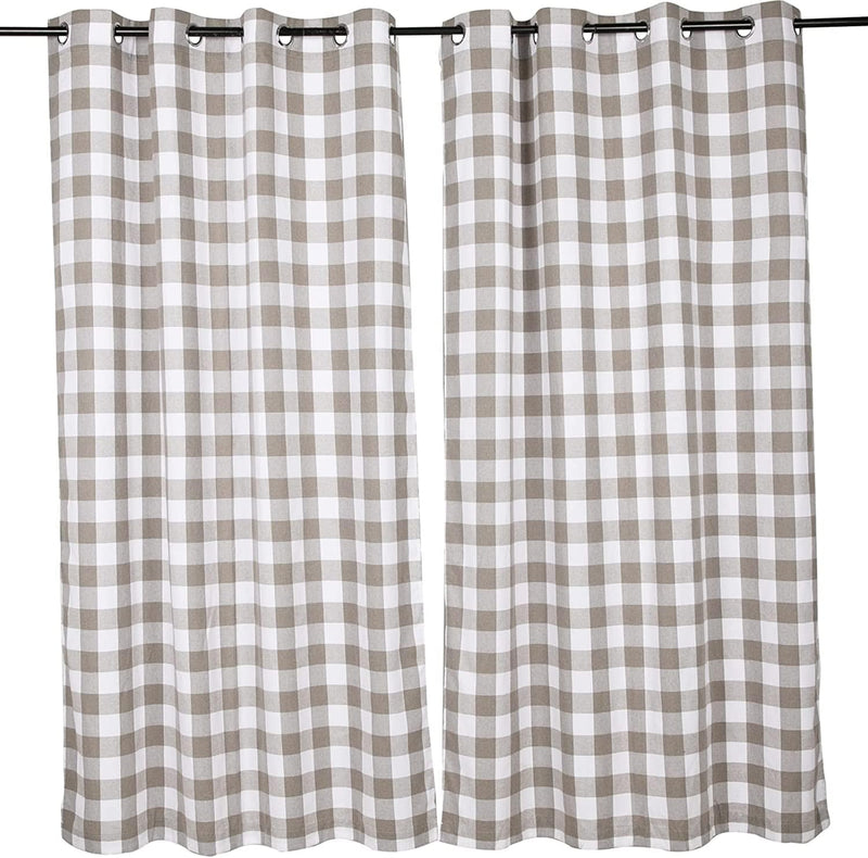 2 Pack Buffalo Check Plaid Window Curtain Panels (52"Ã—84") for Living Room, Bedroom Farmhouse Courtyard Style Grommet Treatment Curtains Home Décor 52 Inch by 84 Inch (Red and Black) Home & Garden > Decor > Window Treatments > Curtains & Drapes WOSIBO Grey  