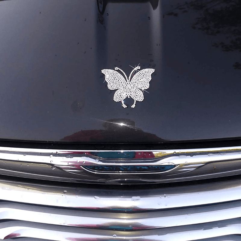 2 Pack Butterfly Bling Crystal Rhinestone Car Sticker Decal,Decorate Cars Bumper Window Laptops Luggage Rhinestone Sticker ,Decoration Bling Bling Interior Accessories  DBlosp   