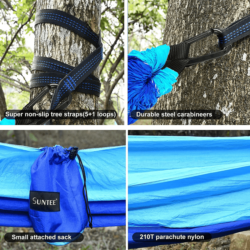 2 Pack Camping Hammock Double & Single, Lightweight Nylon Parachute Hammocks with Tree Straps, Indoor Outdoor Portable Hammock for Survival Camping, Travel Hiking, Beach and Backyard Home & Garden > Lawn & Garden > Outdoor Living > Hammocks Suntee   