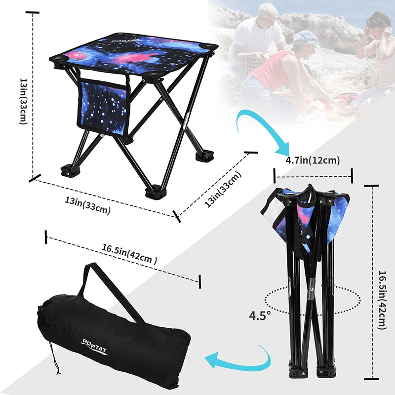 2 Pack Camping Stool,Portable Folding Compact Lightweight Stool Seat for Camping Fishing Hiking Gardening Outdoor Walking Backpacking Travelling and Beach 400 LBS Capacity with Carry Bag