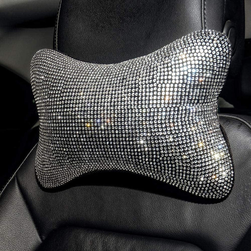 2 Pack Car Neck Pillow for Driving Seat Auto Headrest Cushion Head Rest Neck Support Relax Crystal Rhinestone Diamond Interior Bling Accessories for Women Girly Comfortable White Sporting Goods > Outdoor Recreation > Winter Sports & Activities Carwales   