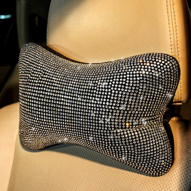 2 Pack Car Neck Pillow for Driving Seat Auto Headrest Cushion Head Rest Neck Support Relax Crystal Rhinestone Diamond Interior Bling Accessories for Women Girly Comfortable White Sporting Goods > Outdoor Recreation > Winter Sports & Activities Carwales   