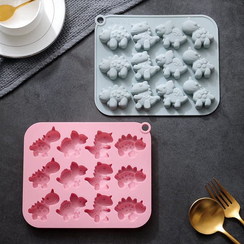 2 Pack Cute Dinosaur Silicone Molds 12 Cavity 3D Dinosaur Themed Baking Mould Tray DIY Baking Tool for Chocolate Cake Dessert Candy Mousse Pastry Handmade Soap Cupcake Topper Home & Garden > Kitchen & Dining > Cookware & Bakeware BENEKIY   