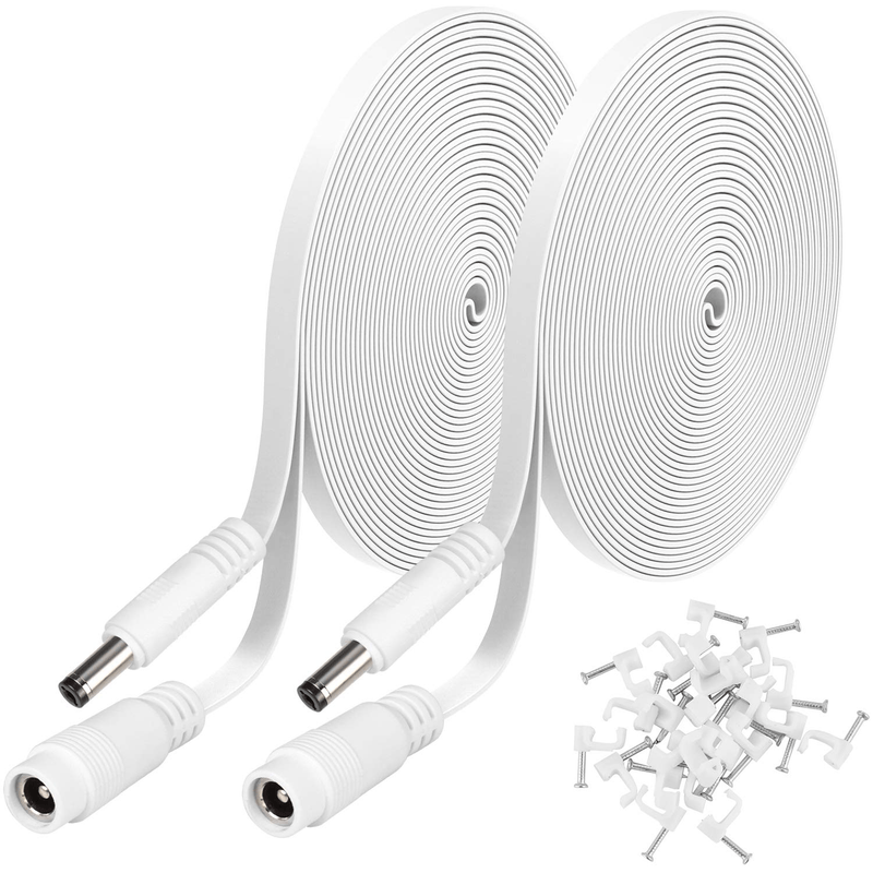 2 Pack DC Power Extension Cable 25ft 2.1mm x 5.5mm Compatible with 12V DC Adapter Cord for CCTV IP Camera, LED, Car, White Cameras & Optics > Camera & Optic Accessories > Camera Parts & Accessories > Surveillance Camera Accessories Uogw Default Title  