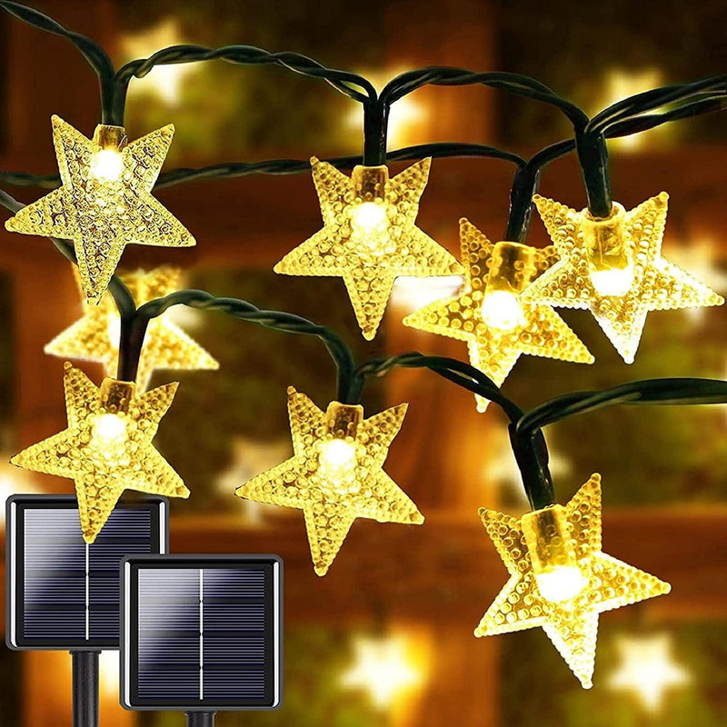2-Pack Each 40FT Star Solar Christmas Lights Outdoor Waterproof , 200 LED Solar String Lights with 8 Lighting Modes, Solar Fairy Lights for Xmas Tree Garden Party Decorations (Warm White) Home & Garden > Lighting > Light Ropes & Strings Zhongshan MLS Electronics. Co., Ltdjia Warm White  