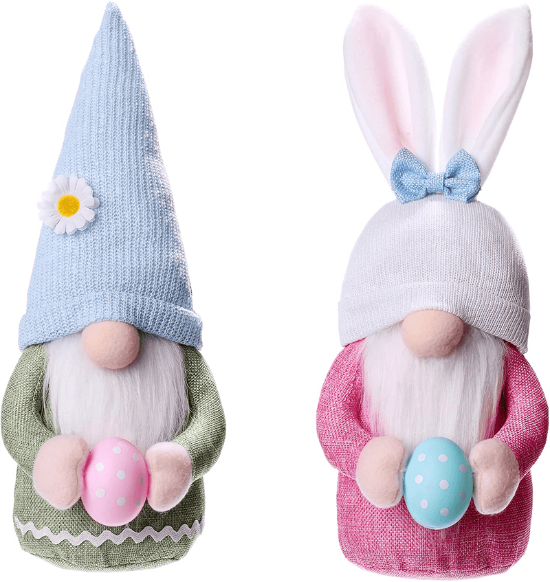 2 Pack Easter Basket Stuffers Easter Gnomes with Easter Eggs Easter Decorations for the Home Easter Bunny Stuffed Animal, Easter Toy Gift for Kids Girls Adult