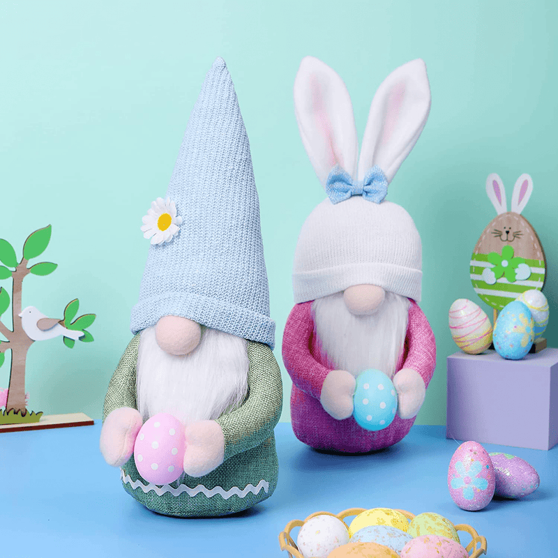 2 Pack Easter Basket Stuffers Easter Gnomes with Easter Eggs Easter Decorations for the Home Easter Bunny Stuffed Animal, Easter Toy Gift for Kids Girls Adult Home & Garden > Decor > Seasonal & Holiday Decorations zjeastergnomes   
