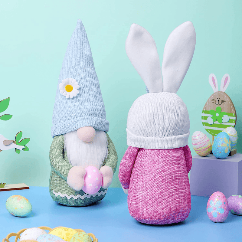 2 Pack Easter Basket Stuffers Easter Gnomes with Easter Eggs Easter Decorations for the Home Easter Bunny Stuffed Animal, Easter Toy Gift for Kids Girls Adult