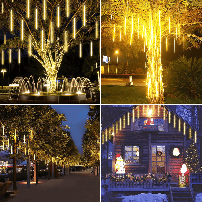 2-Pack Extendable Meteor Shower Christmas Lights Outdoor, 16 Tubes 384 LEDs Plug in String Lights for Christmas Decorations Outdoor Tree Decor Garden Patio Holiday (Warm White) Home & Garden > Decor > Seasonal & Holiday Decorations& Garden > Decor > Seasonal & Holiday Decorations SANJICHA   