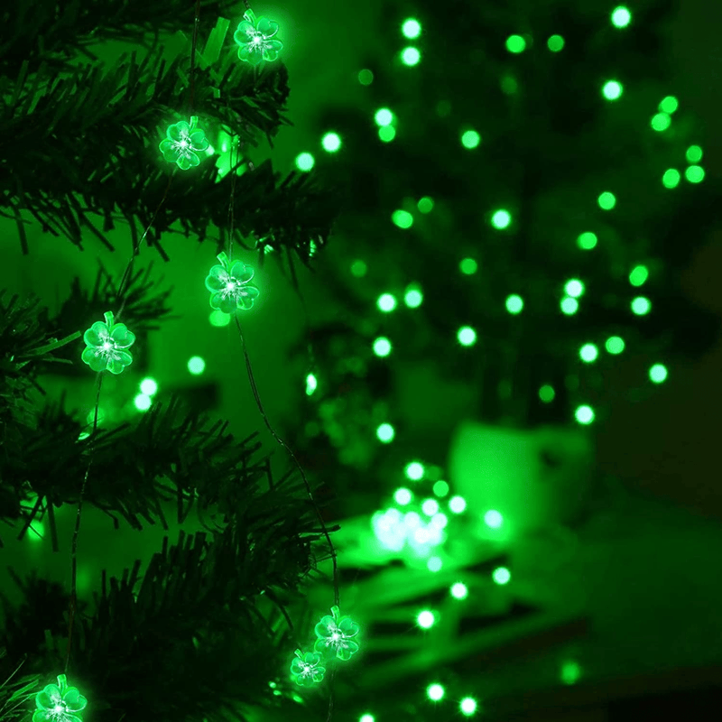 2 Pack Green St. Patrick'S Day String Lights, Total 28 Ft & 80 Led Battery Operated Waterproof Lucky Shamrocks Lights for St. Patrick'S Day Decorations Irish Party Decor Wedding Anniversary Holiday Arts & Entertainment > Party & Celebration > Party Supplies TURNMEON   