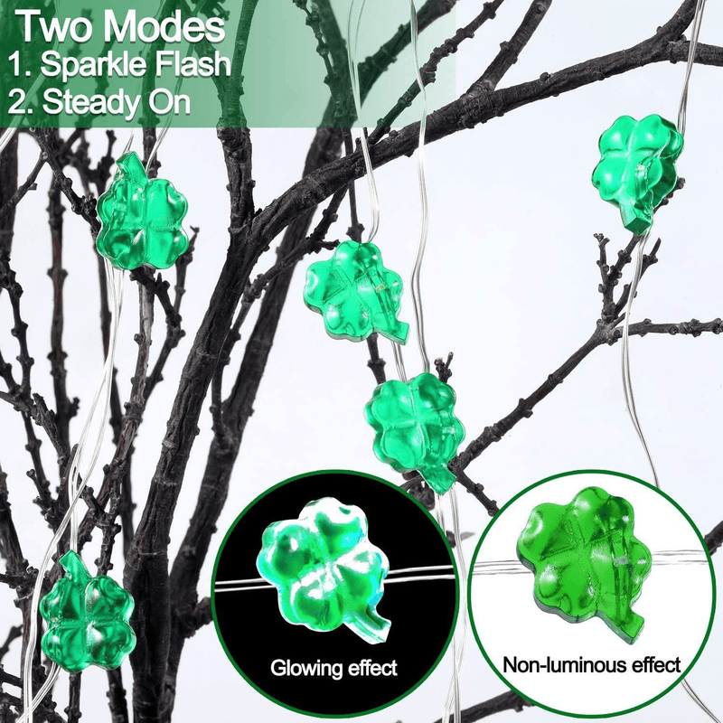 2 Pack Green St. Patrick'S Day String Lights, Total 28 Ft & 80 Led Battery Operated Waterproof Lucky Shamrocks Lights for St. Patrick'S Day Decorations Irish Party Decor Wedding Anniversary Holiday