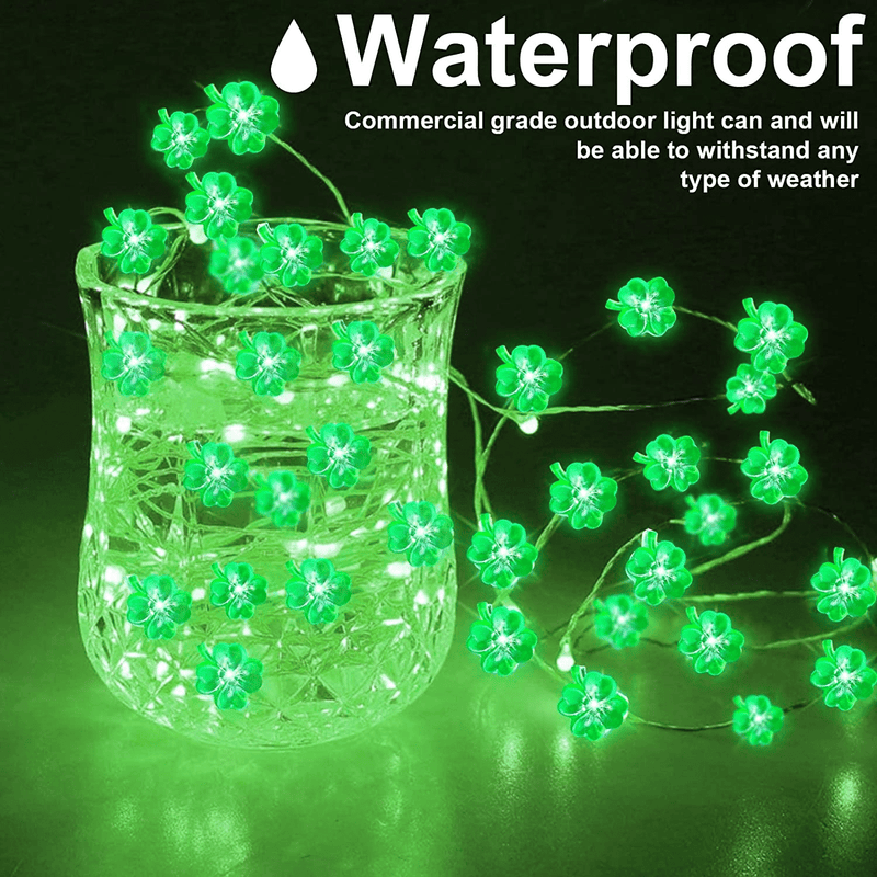2 Pack Green St. Patrick'S Day String Lights, Total 28 Ft & 80 Led Battery Operated Waterproof Lucky Shamrocks Lights for St. Patrick'S Day Decorations Irish Party Decor Wedding Anniversary Holiday