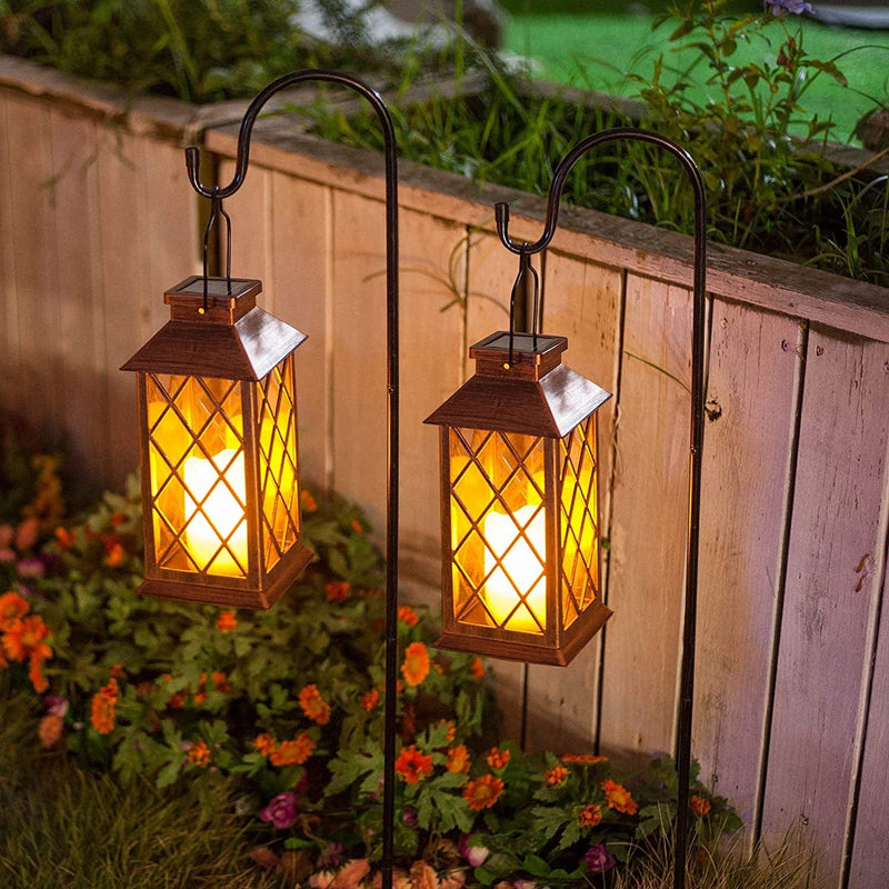 2 Pack Homeimpro Solar Lantern Hanging Garden Outdoor Lights Flickering Flameless Candle Waterproof LED Lamp for Table Patio Lawn Home & Garden > Lighting > Lamps Homeimpro   
