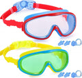 2 Pack Kids Swim Goggles, Swimming Glasses for Children from 3 to 15 Years Old Sporting Goods > Outdoor Recreation > Boating & Water Sports > Swimming > Swim Goggles & Masks Yizerel Blue/Red & Yellow/Green  