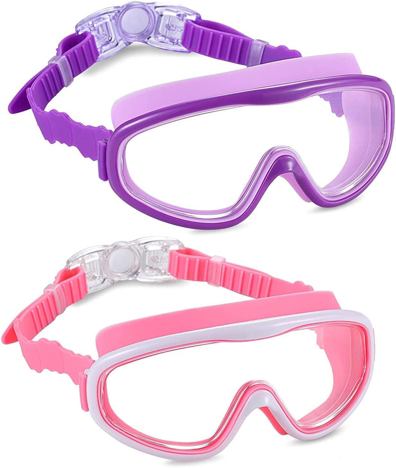 2 Pack Kids Swim Goggles, Swimming Glasses for Children from 3 to 15 Years Old Sporting Goods > Outdoor Recreation > Boating & Water Sports > Swimming > Swim Goggles & Masks Yizerel Purple/Pink  